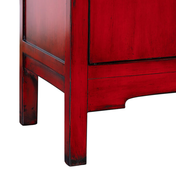 Poten Chinese Bao Kast Rood met afmetingen hoog 1.90 breed 1.00 diep 0.50